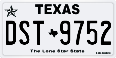 TX license plate DST9752