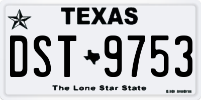 TX license plate DST9753