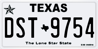 TX license plate DST9754