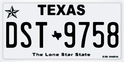 TX license plate DST9758