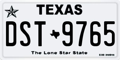 TX license plate DST9765
