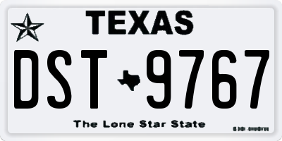TX license plate DST9767