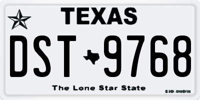 TX license plate DST9768