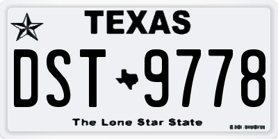 TX license plate DST9778