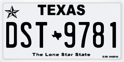 TX license plate DST9781