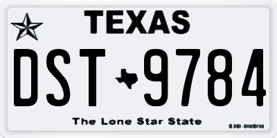 TX license plate DST9784