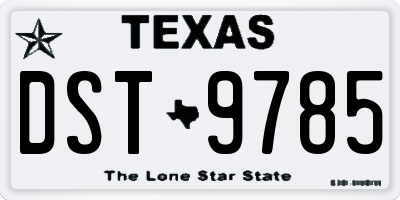 TX license plate DST9785