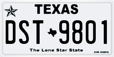 TX license plate DST9801
