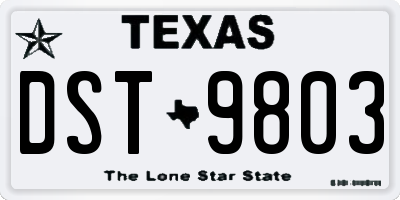 TX license plate DST9803