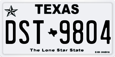 TX license plate DST9804