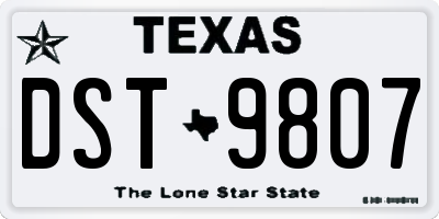 TX license plate DST9807
