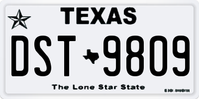 TX license plate DST9809