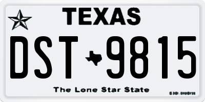 TX license plate DST9815
