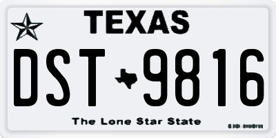 TX license plate DST9816