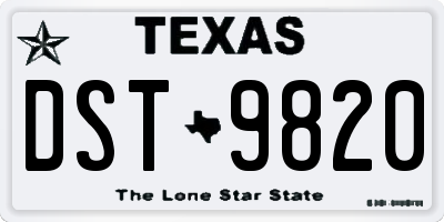 TX license plate DST9820