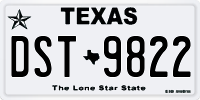 TX license plate DST9822