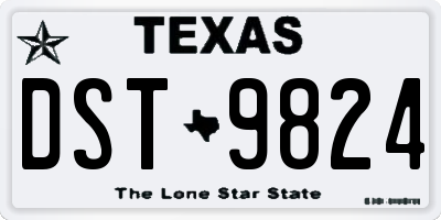 TX license plate DST9824