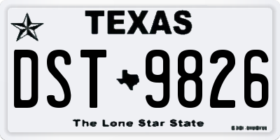 TX license plate DST9826