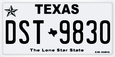 TX license plate DST9830