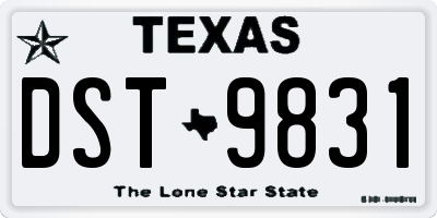 TX license plate DST9831