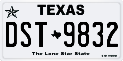 TX license plate DST9832
