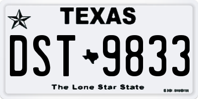 TX license plate DST9833