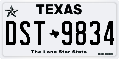 TX license plate DST9834