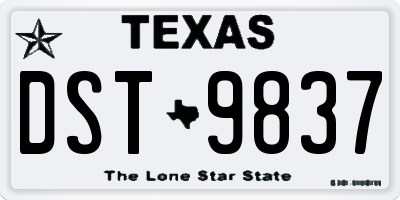 TX license plate DST9837