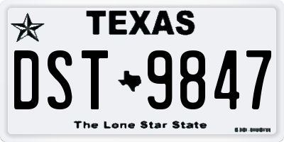 TX license plate DST9847