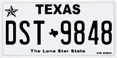 TX license plate DST9848