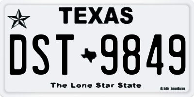 TX license plate DST9849