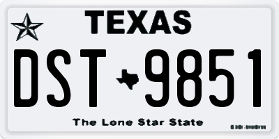 TX license plate DST9851