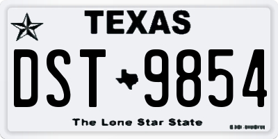 TX license plate DST9854