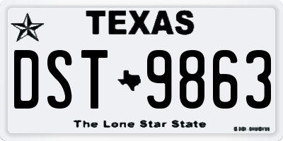 TX license plate DST9863
