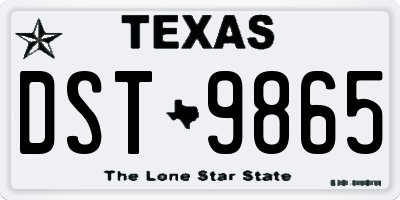 TX license plate DST9865