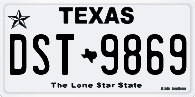 TX license plate DST9869