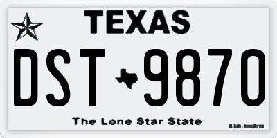 TX license plate DST9870