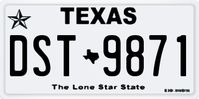 TX license plate DST9871