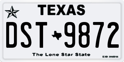 TX license plate DST9872