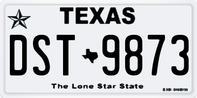 TX license plate DST9873