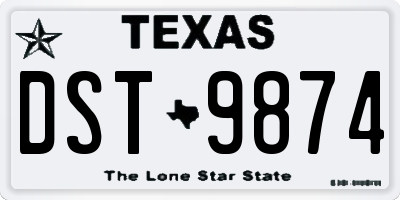 TX license plate DST9874