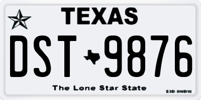 TX license plate DST9876