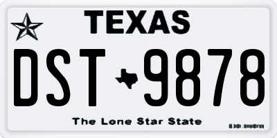 TX license plate DST9878