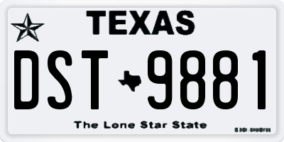 TX license plate DST9881
