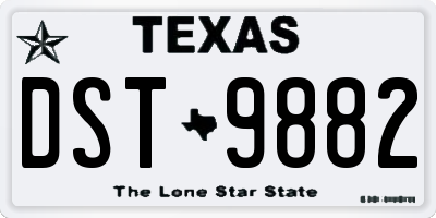 TX license plate DST9882