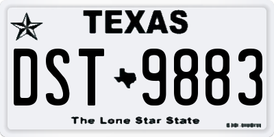 TX license plate DST9883