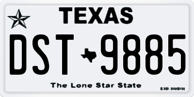 TX license plate DST9885