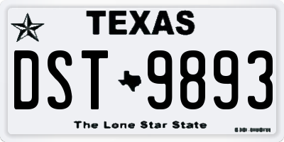 TX license plate DST9893