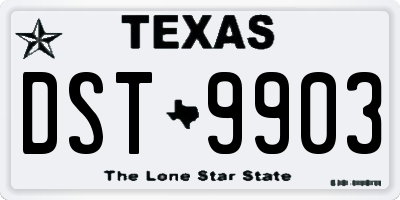 TX license plate DST9903