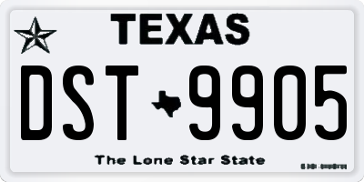 TX license plate DST9905